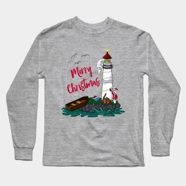 Bowling Lighthouse Christmas Long Sleeve T-Shirt by JKP2 Art